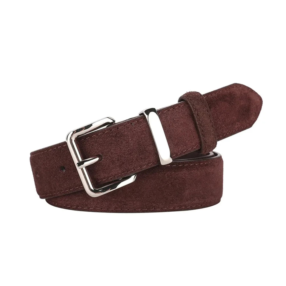 Women Luxury Design Suede Leather Belt Casual Versatile Business Waist Strap Trendy Trouser Dress Belts Gifts
