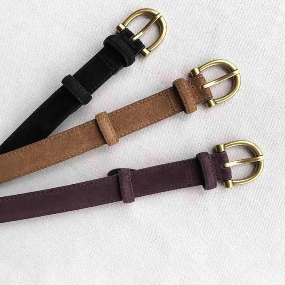 Women Luxury Design Suede Leather Belt Casual Versatile Business Waist Strap Trendy Trouser Dress Belts Gifts