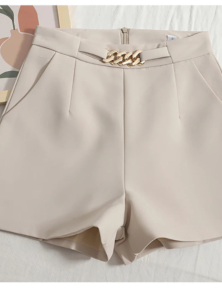 Comfortable High Waist/Slim Suit Shorts/Casual Wide Leg Shorts/HELIAR Suits Shorts/Mini Shorts Zipper A-line.