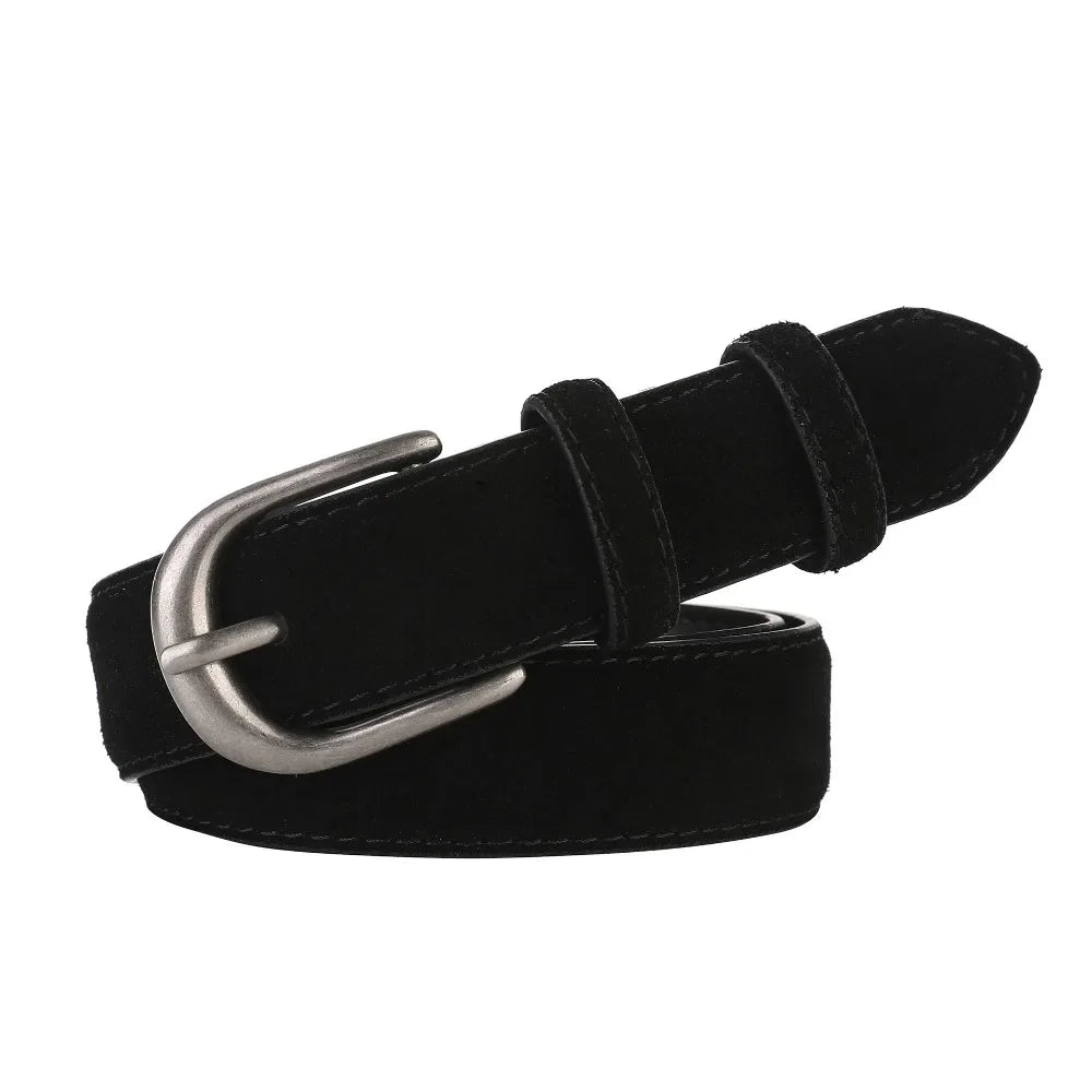Women Luxury Design Suede Leather Belt Casual Versatile Business Waist Strap Trendy Trouser Dress Belts Gifts