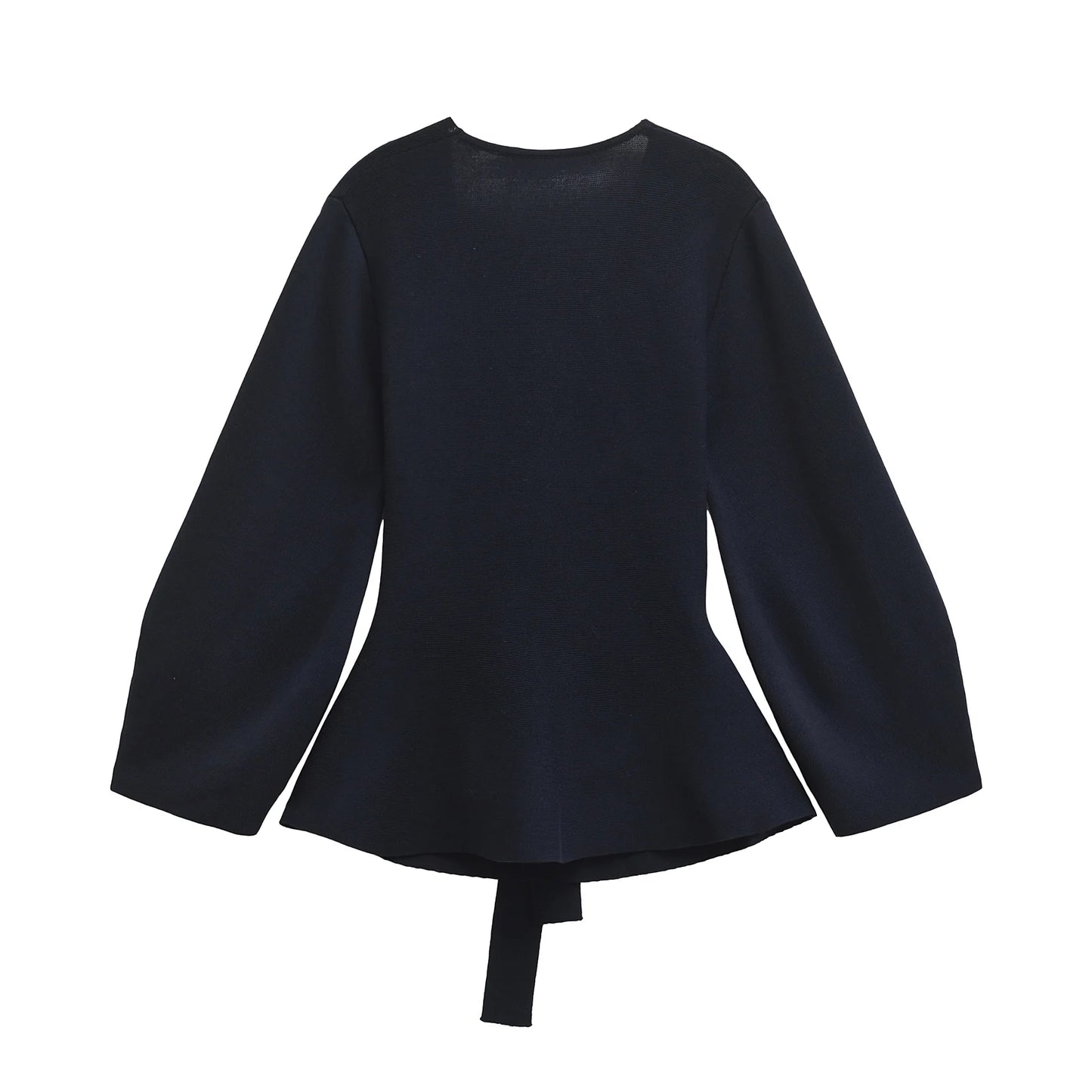 Cardigan Tuck Wrap knitted Blazer/Shoulder Pad Belt Knit Blazer/Retro V-neck Long Sleeve Versatile Female/Coat Women Clothes.