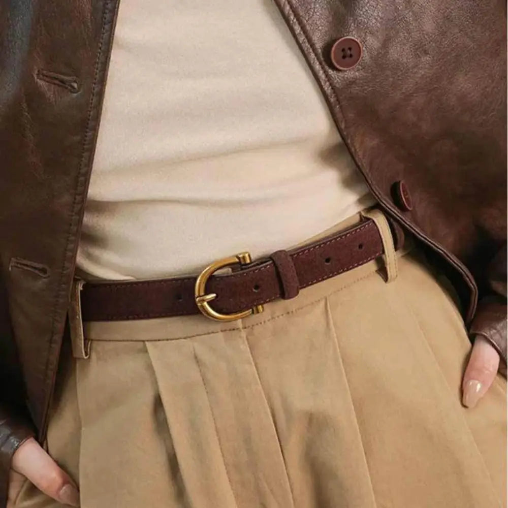 Women Luxury Design Suede Leather Belt Casual Versatile Business Waist Strap Trendy Trouser Dress Belts Gifts