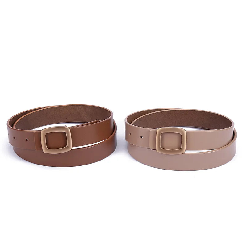 Luxury Genuine Leather Belt’s/Designer Jeans Belt/Female Waistband Fashion/Square Metal Buckle Belt.