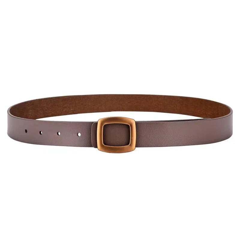 Luxury Genuine Leather Belt’s/Designer Jeans Belt/Female Waistband Fashion/Square Metal Buckle Belt.