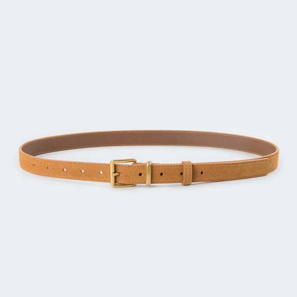 Women Luxury Design Suede Leather Belt Casual Versatile Business Waist Strap Trendy Trouser Dress Belts Gifts