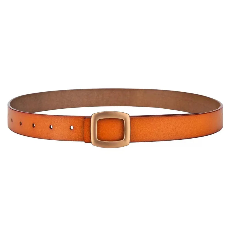 Luxury Genuine Leather Belt’s/Designer Jeans Belt/Female Waistband Fashion/Square Metal Buckle Belt.
