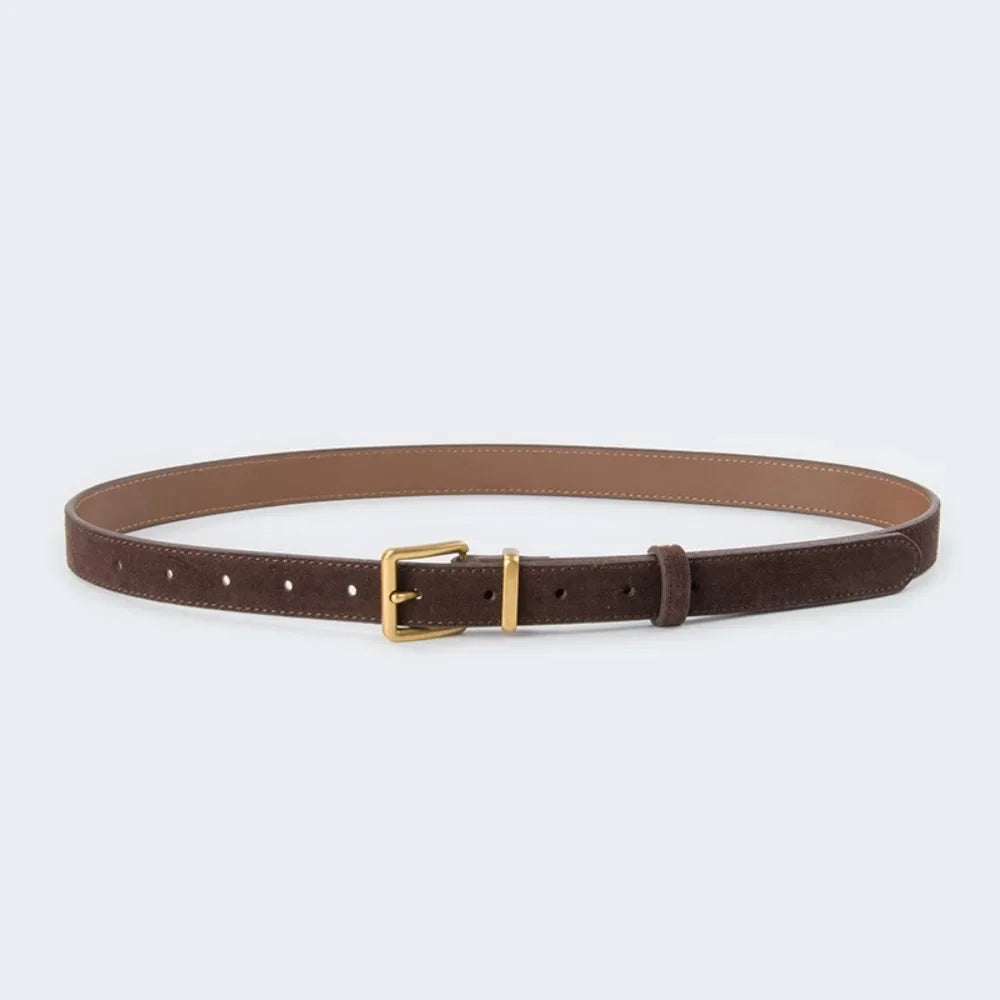 Women Luxury Design Suede Leather Belt Casual Versatile Business Waist Strap Trendy Trouser Dress Belts Gifts