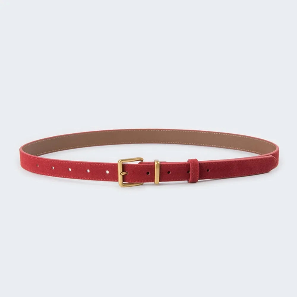 Women Luxury Design Suede Leather Belt Casual Versatile Business Waist Strap Trendy Trouser Dress Belts Gifts