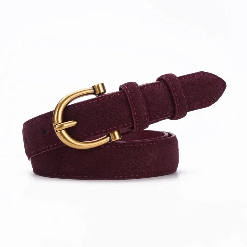 Women Luxury Design Suede Leather Belt Casual Versatile Business Waist Strap Trendy Trouser Dress Belts Gifts