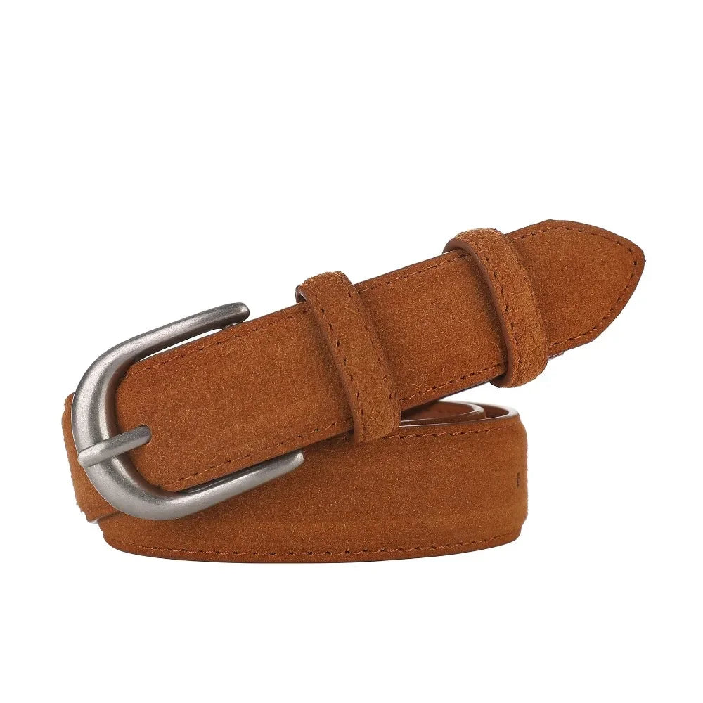 Women Luxury Design Suede Leather Belt Casual Versatile Business Waist Strap Trendy Trouser Dress Belts Gifts