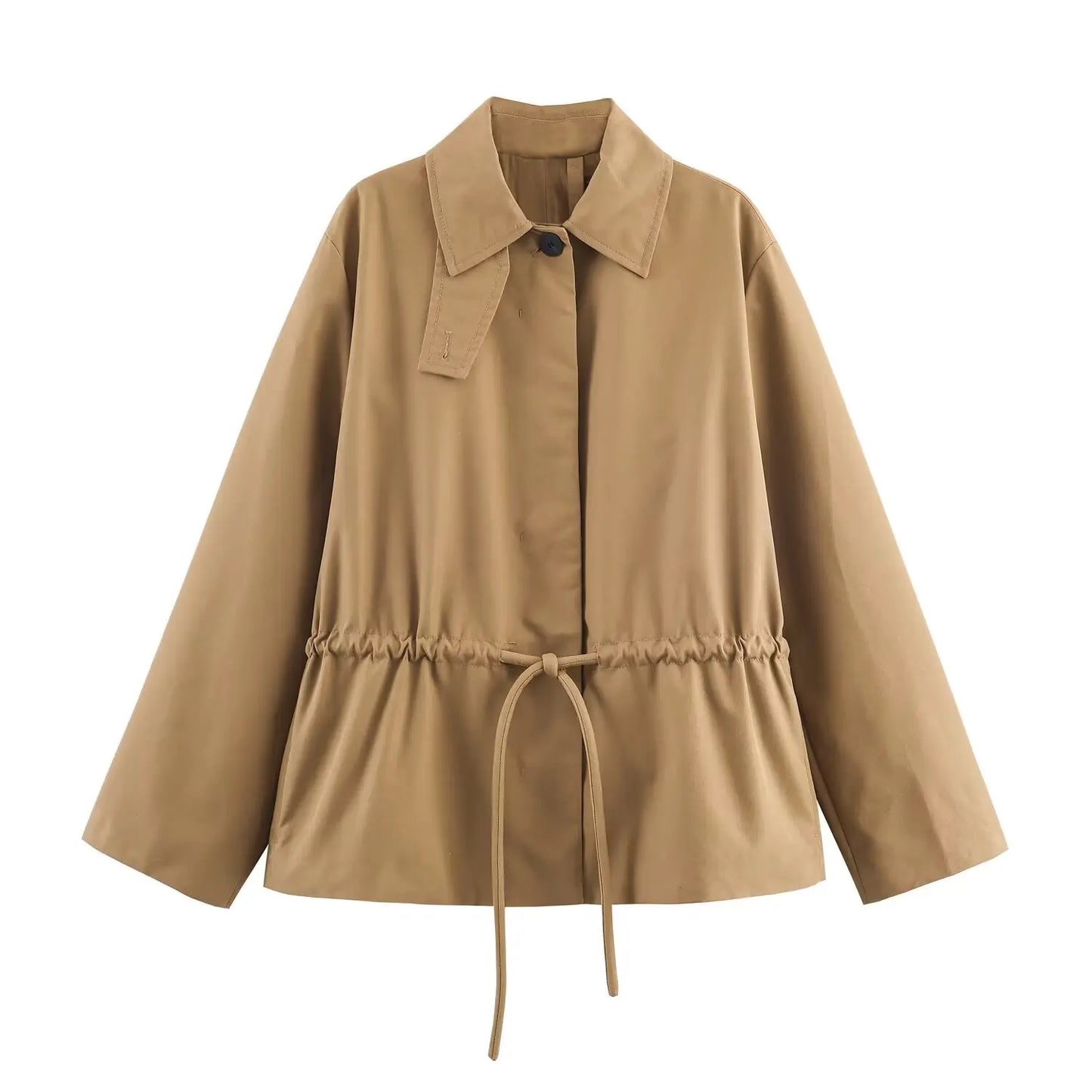 Fashion Turn Down Collar Coat/Short Cardigan Coat’s/Solid Type Jacket/Long-Sleeved/Lace-Up Decoration/Single-Breasted Female Casual Jacket.