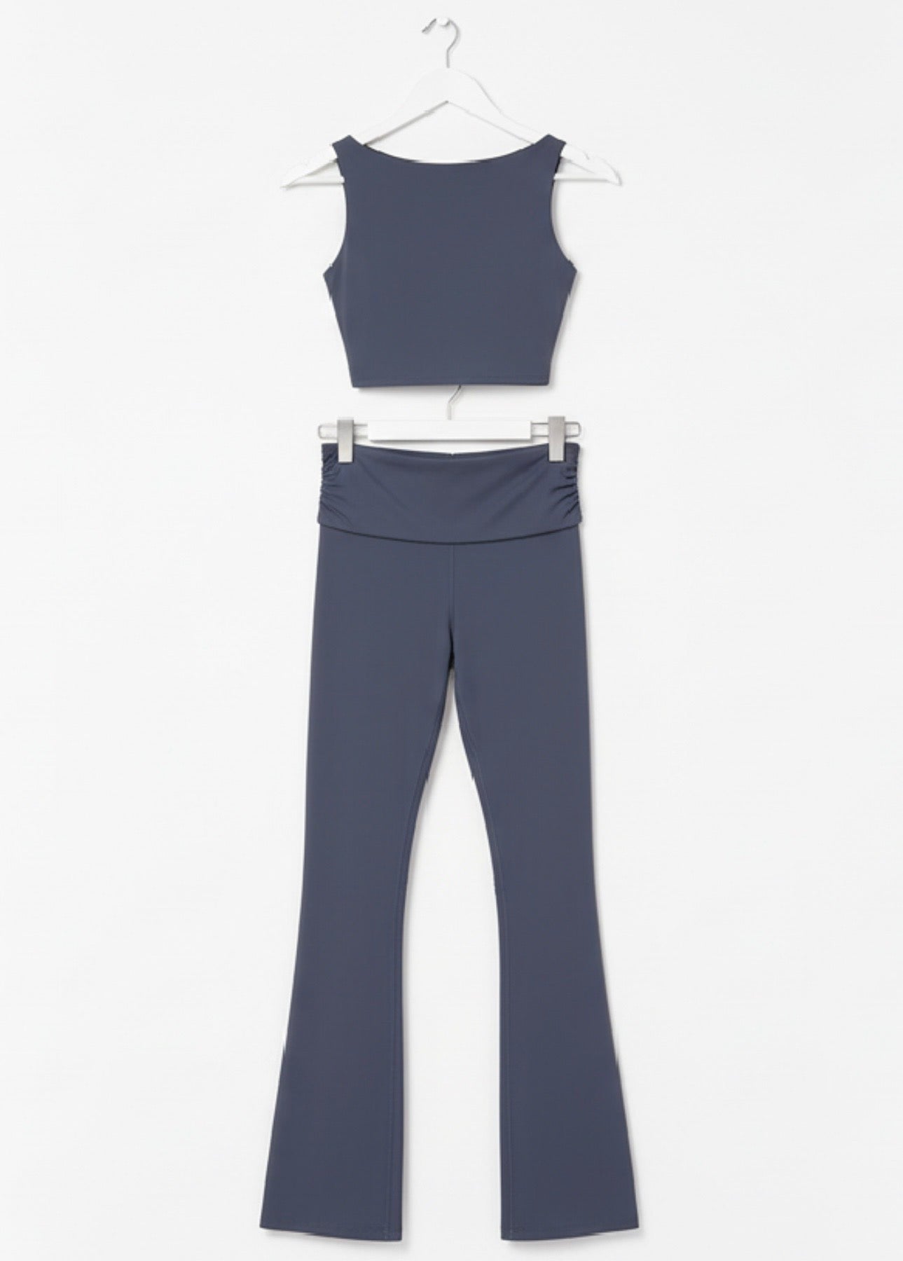 High-Waisted Flared Active Pants with Sculpting Fit – Neutral Beige