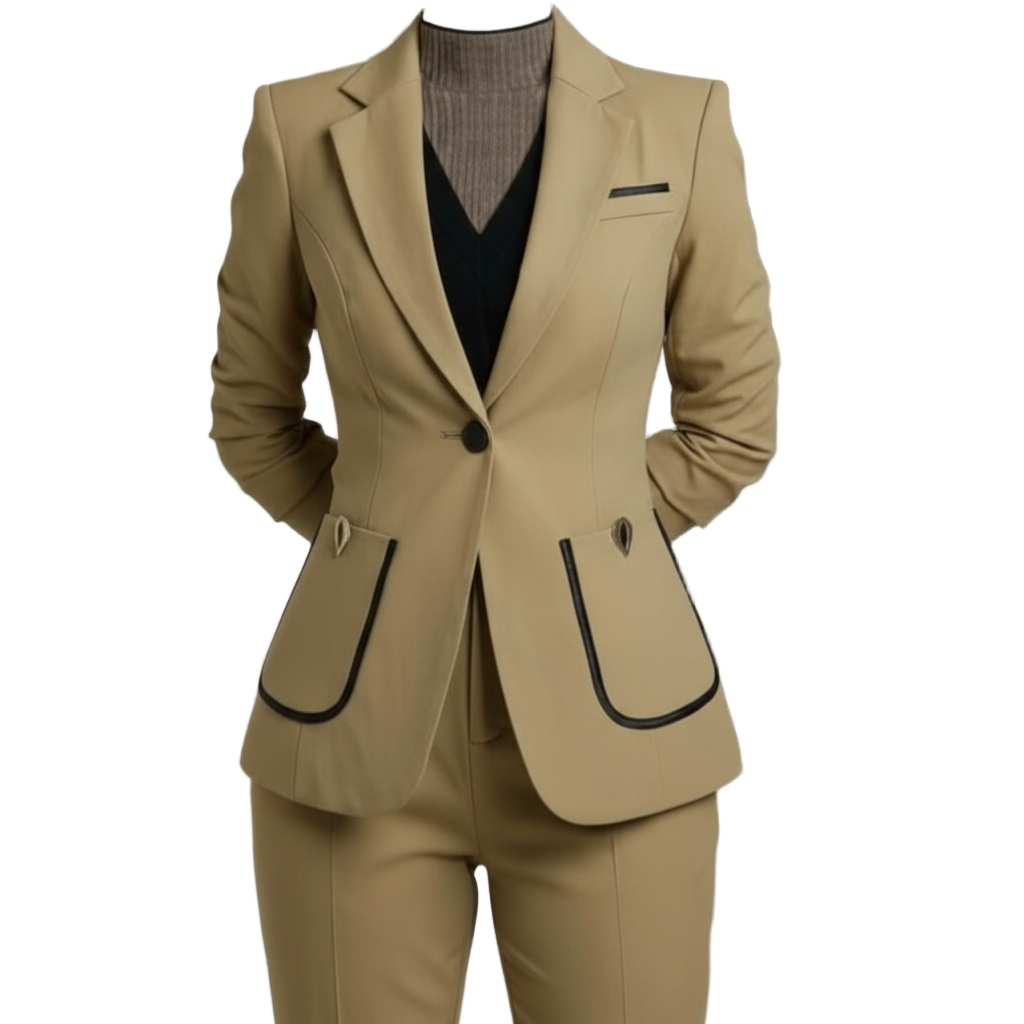Breathable Office Trouser Suit/Ladies Business Suit Design for Work/Solid Blazer Weaving Crocheted Suit.