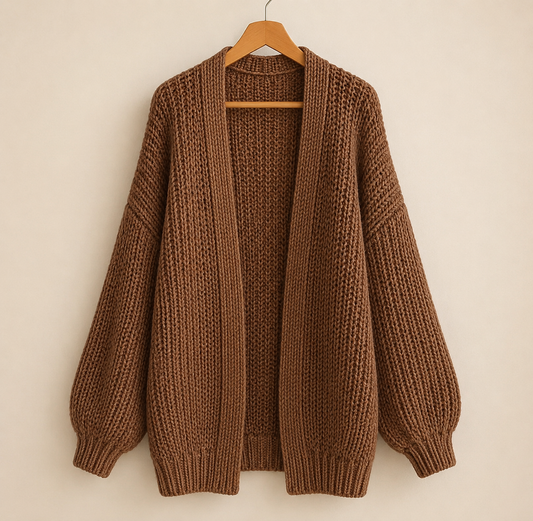 Lantern Sleeve Thick-Knit Cardigan | Timeless Elegance Knit