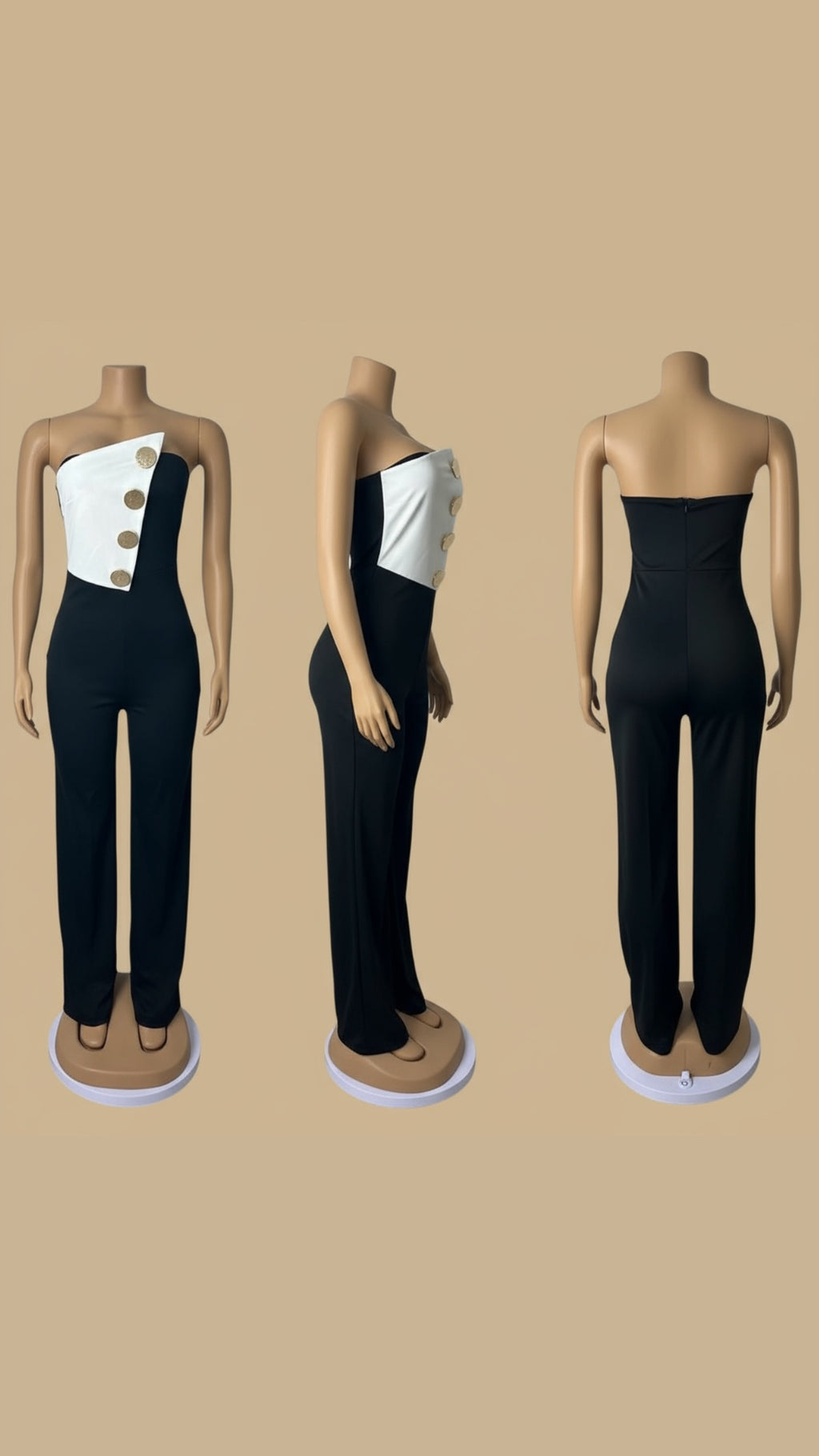 Authentic Off Shoulder Trimmed Jumpsuit/Streetwear Women's Jumpsuit Pants Fashioned/Strapless Shoulder.