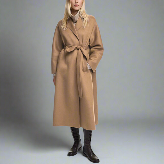 Loose Vintage Tatting Coat/ Woolen Belt Coats/Casual Tailer fitted Coat/Solid Lapel Woolen Coat.