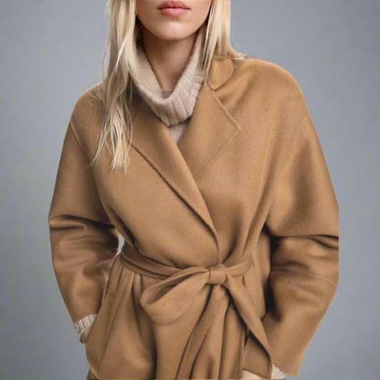 Loose Vintage Tatting Coat/ Woolen Belt Coats/Casual Tailer fitted Coat/Solid Lapel Woolen Coat.