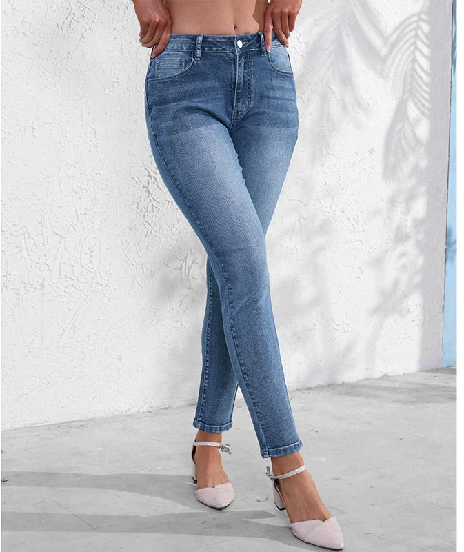 Narrow Thin Straight Leg Jeans/Hot Sale🔥/High Waist Denim Trousers/Daily Fashion/Casual Daily Flared Pants/Zipper Fly With Pocket’s.