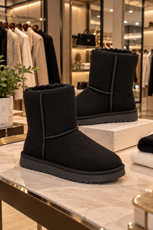 Women's Fur Integrated Snow Boots High-Quality Sheepskin and Wool Chestnut Color Simple and Versatile Black Gray Warm, Durable