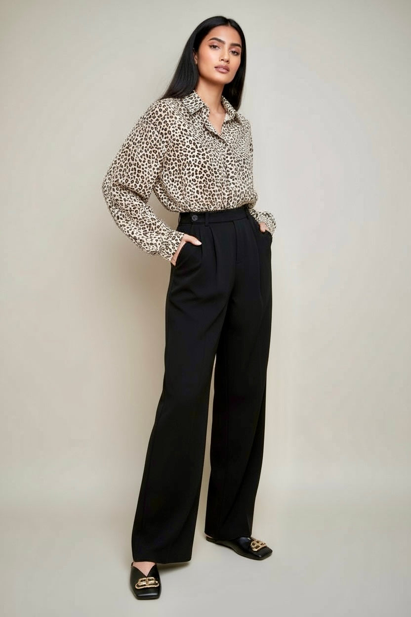 Refined Business Casual Trouser’s/Wide Leg Button Fly/Full Length Pocket Pant’s/Non Stretched.