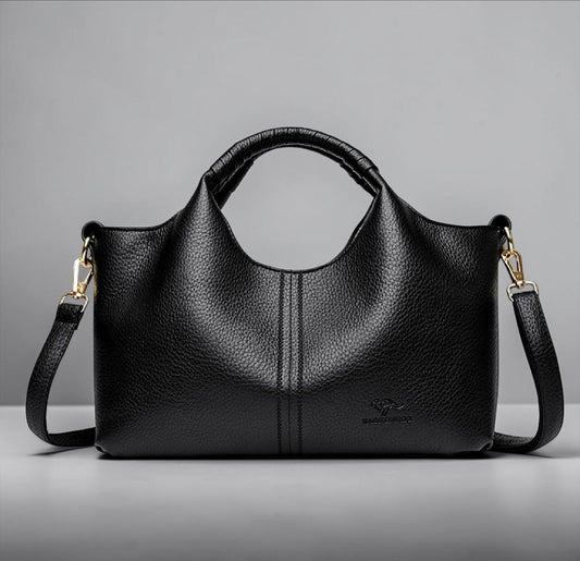 Timeless Soft Leather Shoulder Tote – Elegant Structured Crossbody Handbag for Women | Modern Blend Boutique