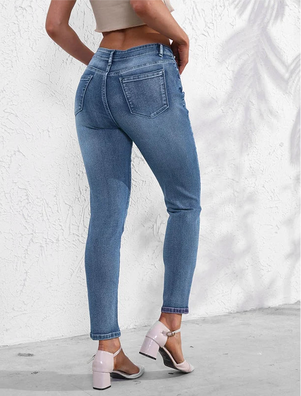 Narrow Thin Straight Leg Jeans/Hot Sale🔥/High Waist Denim Trousers/Daily Fashion/Casual Daily Flared Pants/Zipper Fly With Pocket’s.