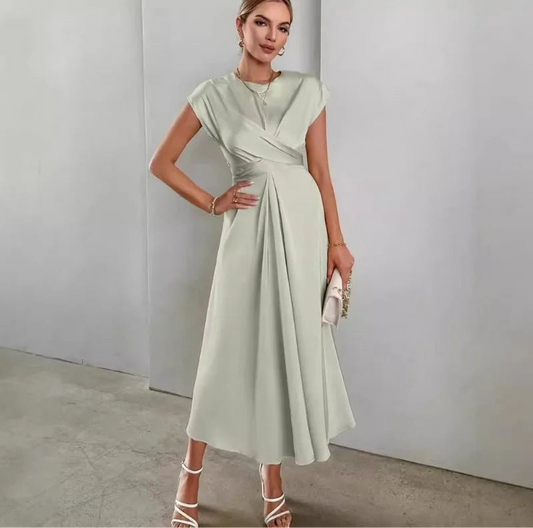Elegant Corset Party Dress. Elegant Short Sleeve O Neck Bandage Satin Long Evening Guest Gala Cocktail Guest Dress