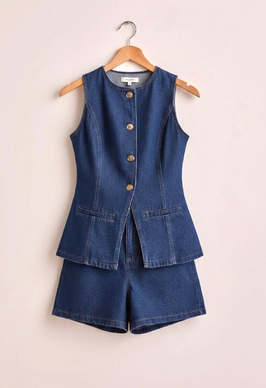 Timeless Denim Elegance™ Two-Piece Set
