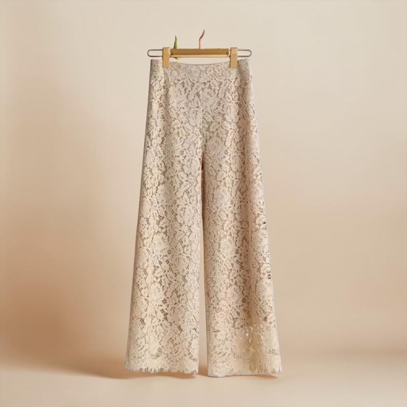 Elegant Lace Wide-Leg Trousers – High-Waist Solid Color Pants for Women | Summer Loose Straight Leg Bottoms | Modern Blend Boutique