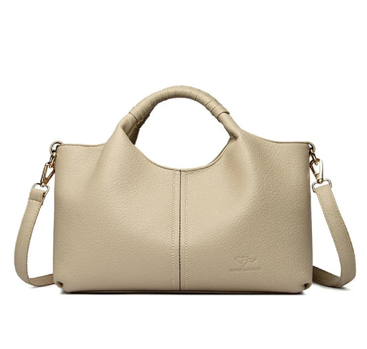 Timeless Soft Leather Shoulder Tote – Elegant Structured Crossbody Handbag for Women | Modern Blend Boutique
