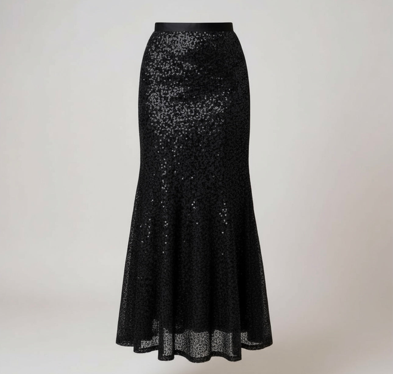 Elegant Sequined Mermaid Skirt/Minimalist Body-con  High A Line Skirt Sparkly Designed Mid Calf.