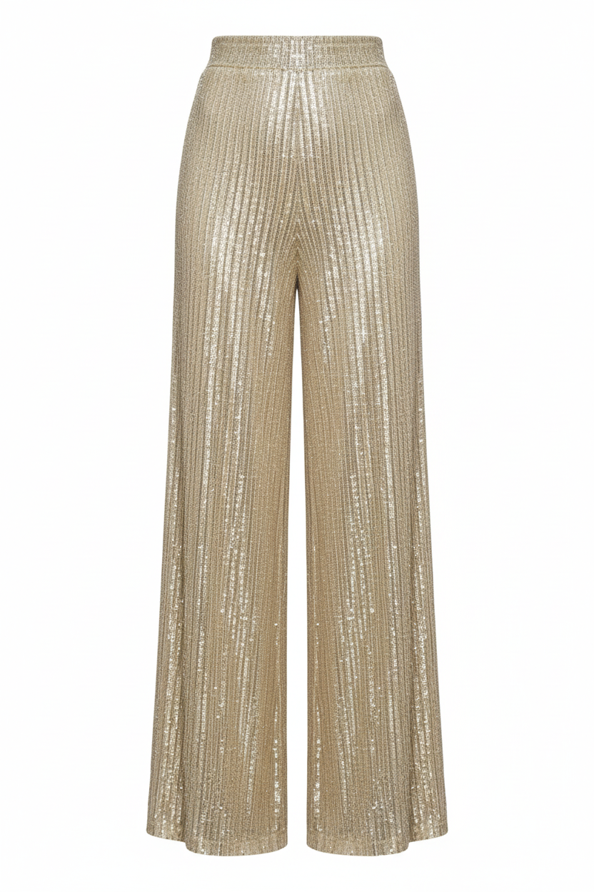 Elegant High-Waist Sequin Wide Leg Pants – Luxury Evening Statement Trousers for Women | Modern Blend Boutique