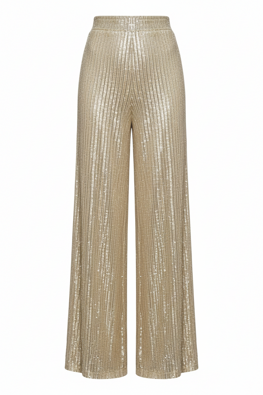 Elegant High-Waist Sequin Wide Leg Pants – Luxury Evening Statement Trousers for Women | Modern Blend Boutique