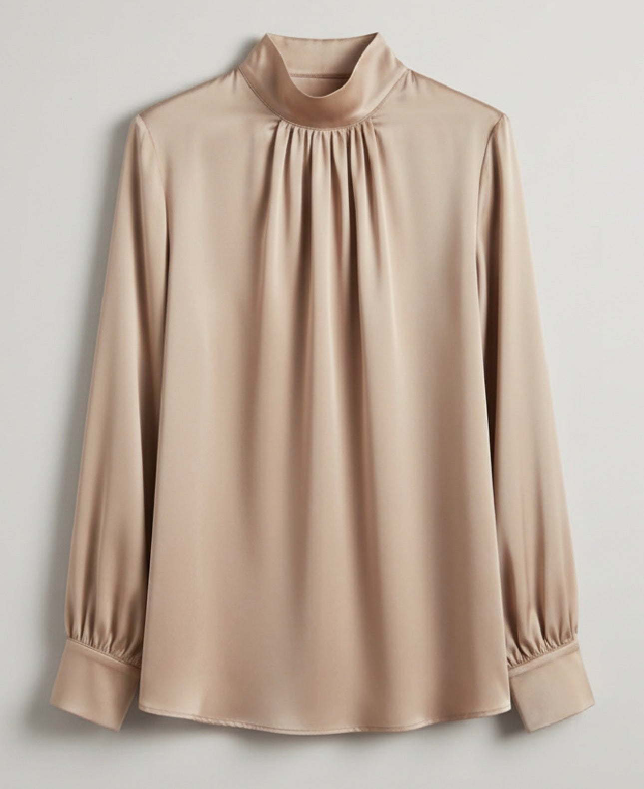 Luxury Satin Pleated Blouse – Elegant Long Sleeve Silky Top for Women