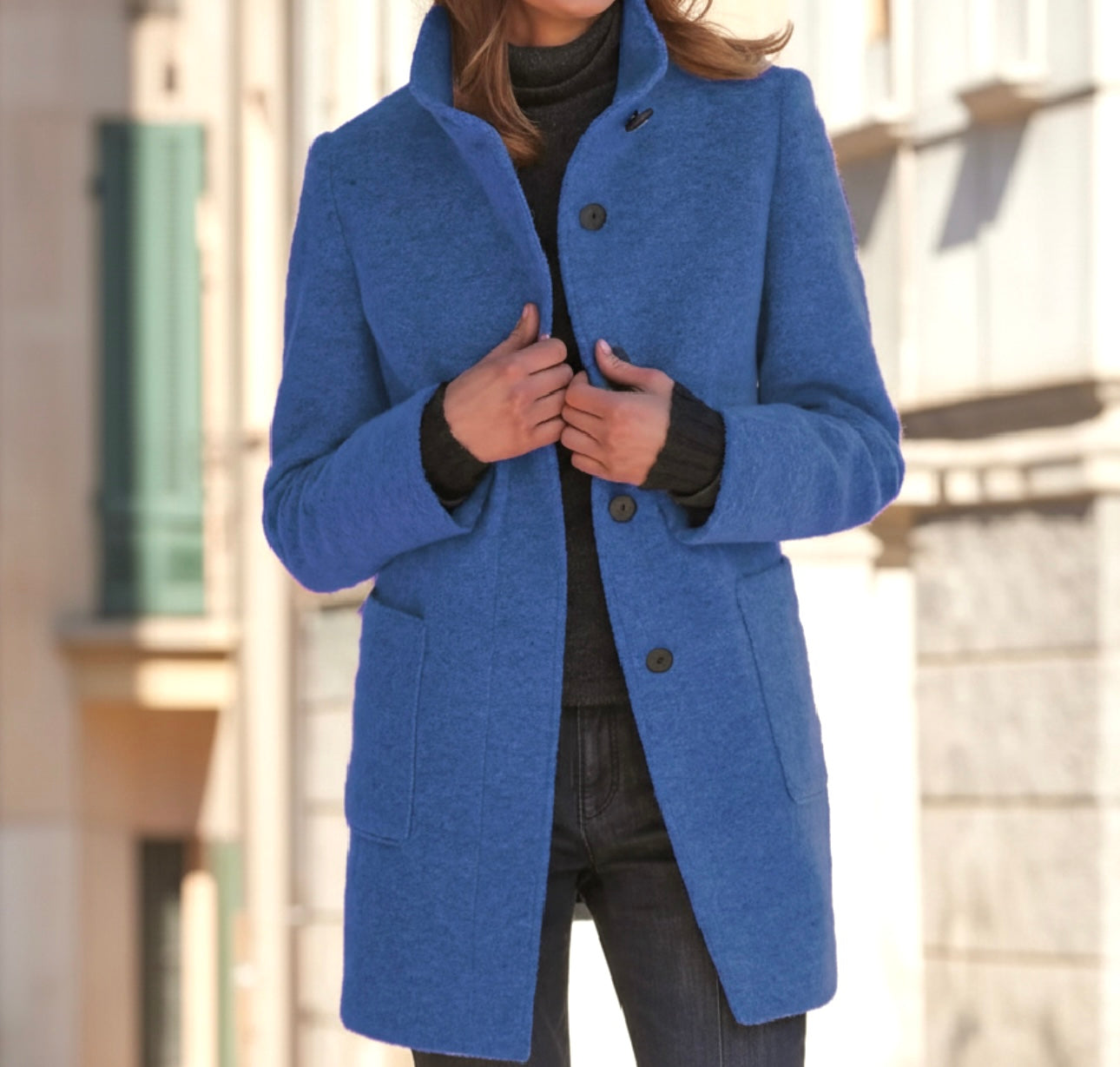 Women’s Classic Gray Wool Coat – Tailored Button-Front Winter Coat | Chic Boutique Outerwear