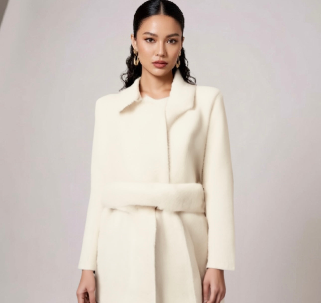 Fluffy Fashion Winter Coat’s/Solid Turn-Down Collar/Long Sleeves Pockets Lace-Up Decoration/Female Winter Casual Warm Jackets.