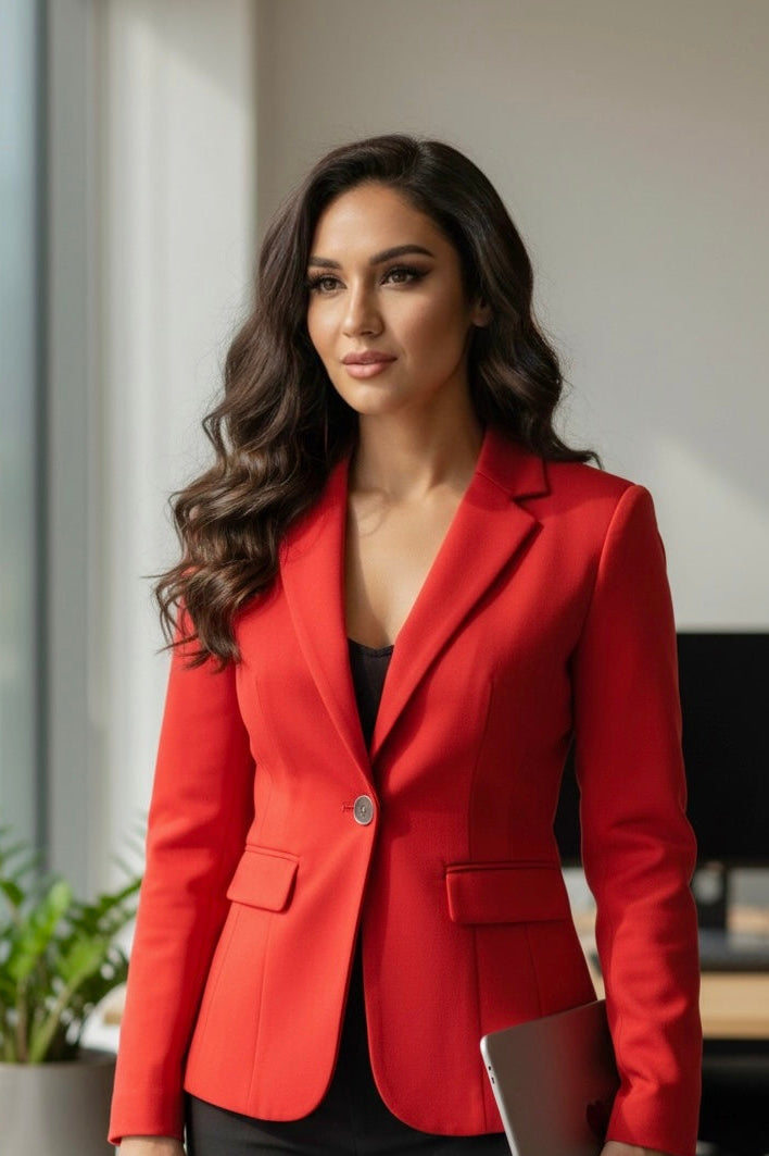Women’s White Tailored Single-Button Blazer