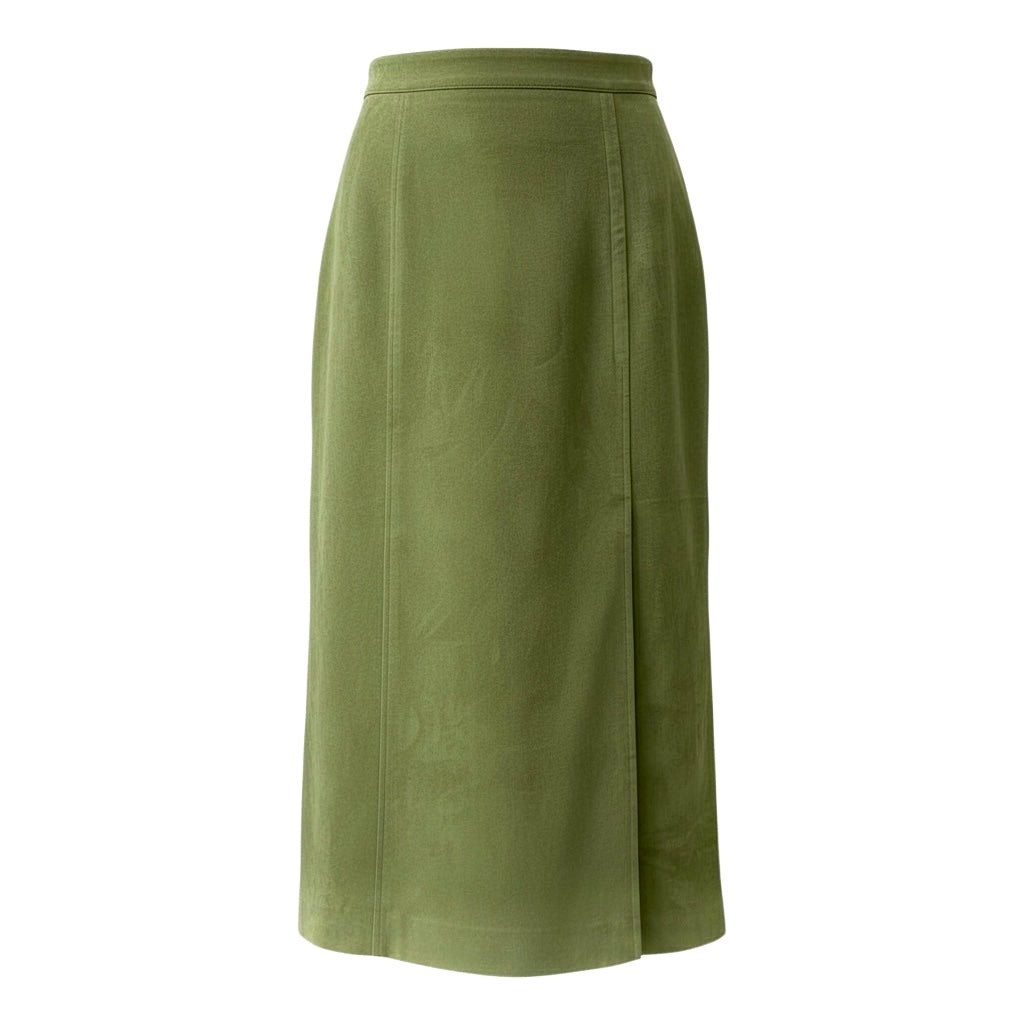 Stylish Vintage Green Suede/Split Straight High Waist Skirt/Autumn  Comfortable Casual Faux Suede Slim Skirt Streetwear.