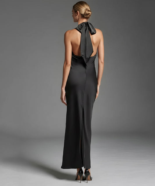 DRESS FORU Elegant Evening Dresses Satin for Floor-Length Halter Sleeveless Prom Dress Mermaid Vestidos De Fiesta Customized