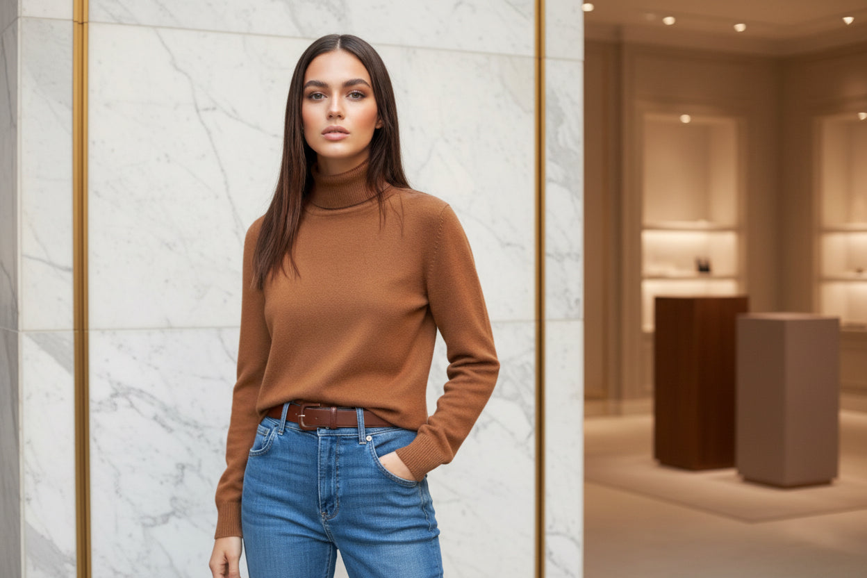 Luxury 100% Cashmere Turtleneck Sweater – Ultra Soft Classic Fit