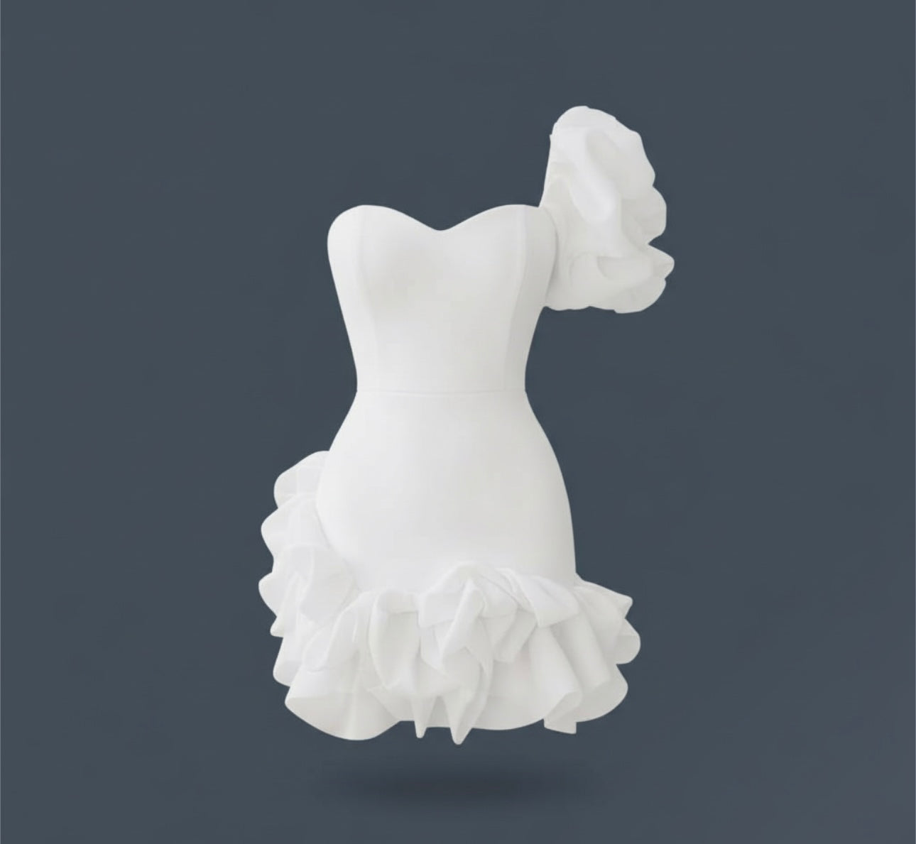 Elegant Cute Ruffled Evening Dress/Flower Patchwork Pleated/Bud Waist Mini Dresses for Women/Sleeveless Empire Waistline.