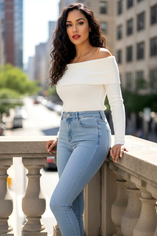 High-Waist Sculpting Skinny Jeans for Women – Stretch Denim Curve-Enhancing Fit
