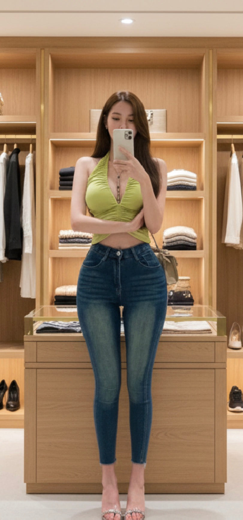 High-Waist Hip-Enhancing Skinny Jeans – Sculpting Push-Up Fit
