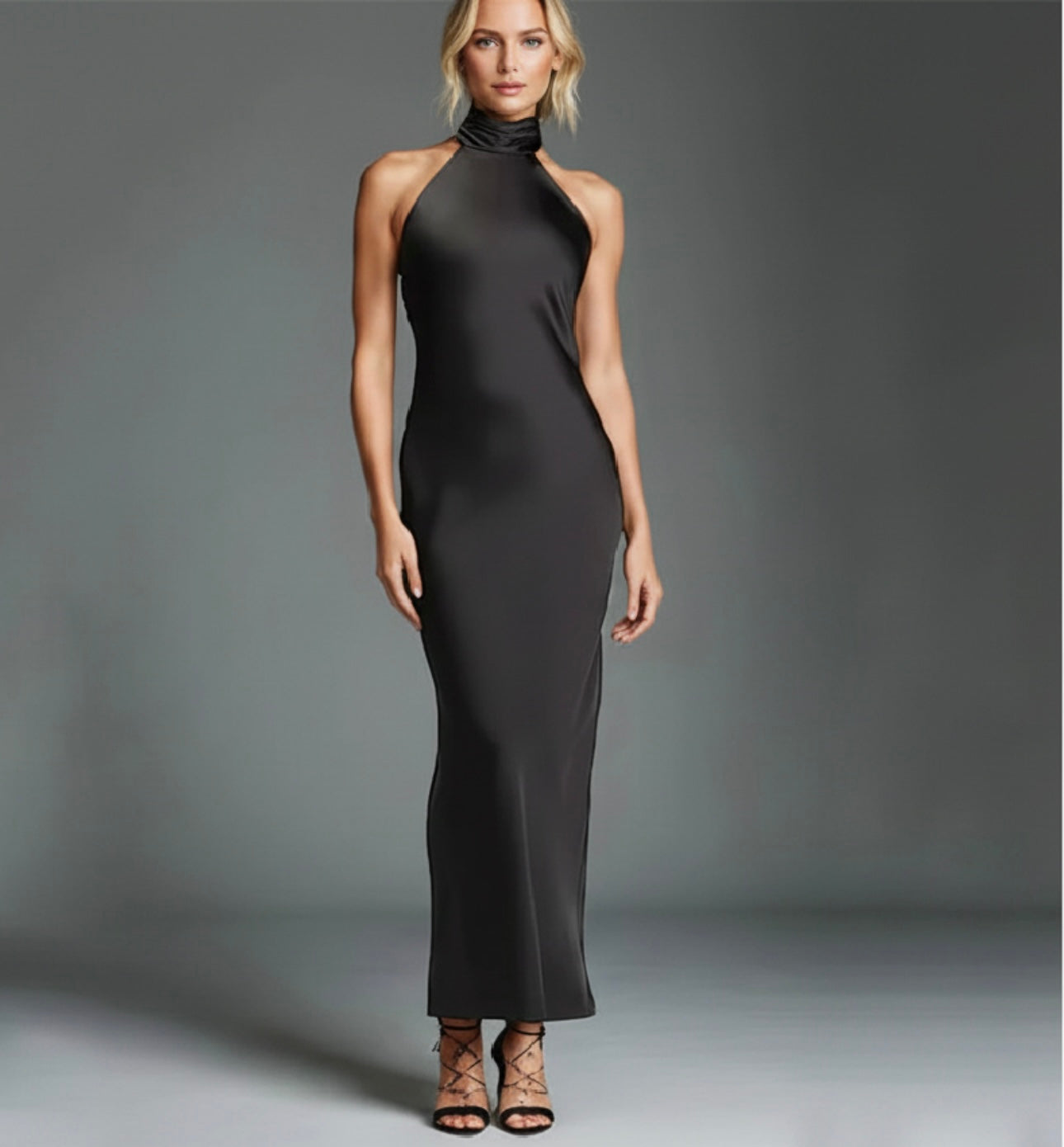 DRESS FORU Elegant Evening Dresses Satin for Floor-Length Halter Sleeveless Prom Dress Mermaid Vestidos De Fiesta Customized