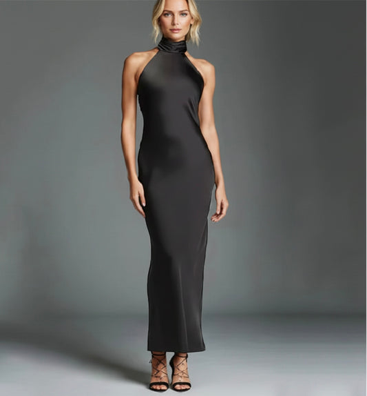 DRESS FORU Elegant Evening Dresses Satin for Floor-Length Halter Sleeveless Prom Dress Mermaid Vestidos De Fiesta Customized