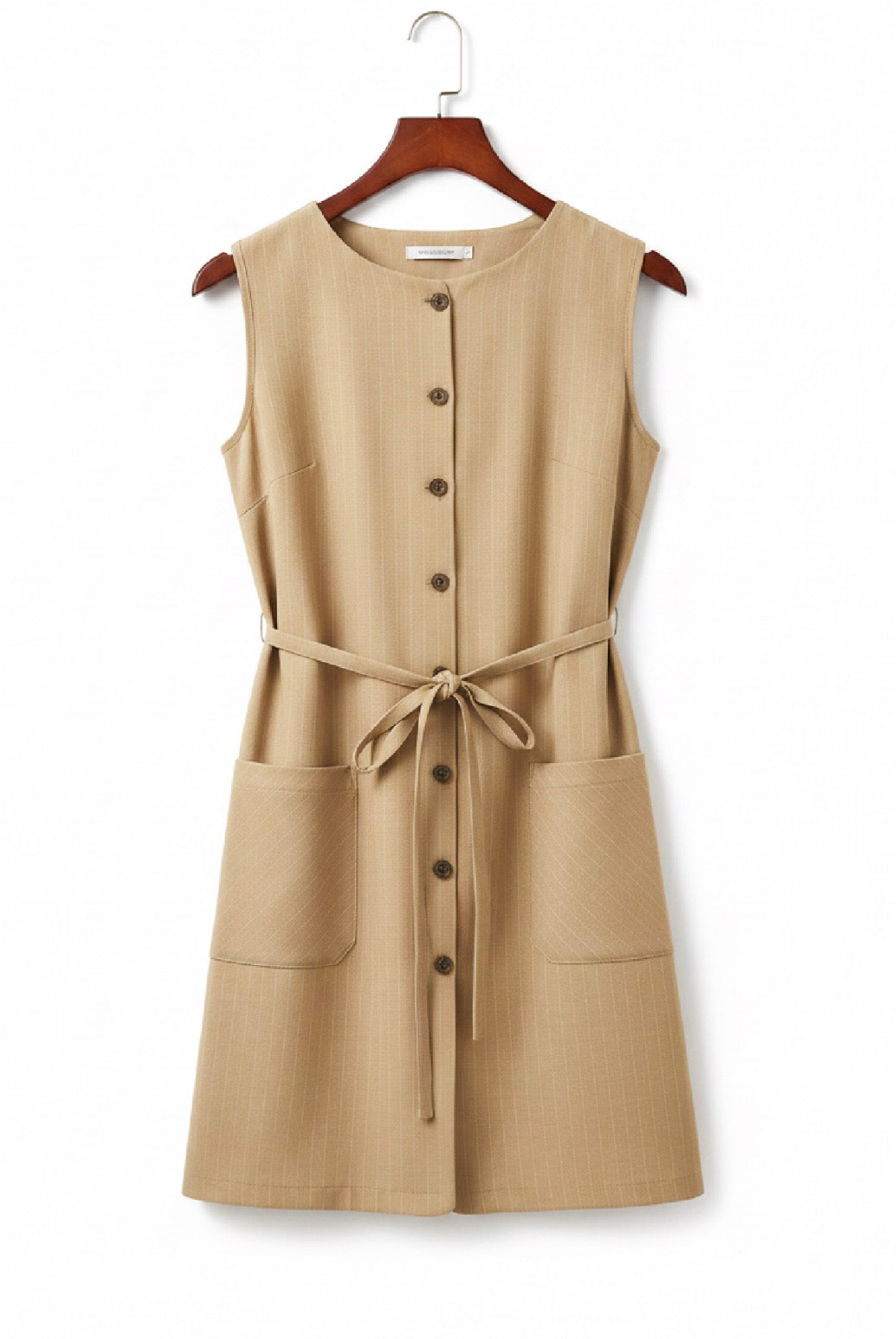 Modern Blend Boutique™ Elegant Button-Front Mini Dress – Sleeveless Office Chic Pocket Dress for Women