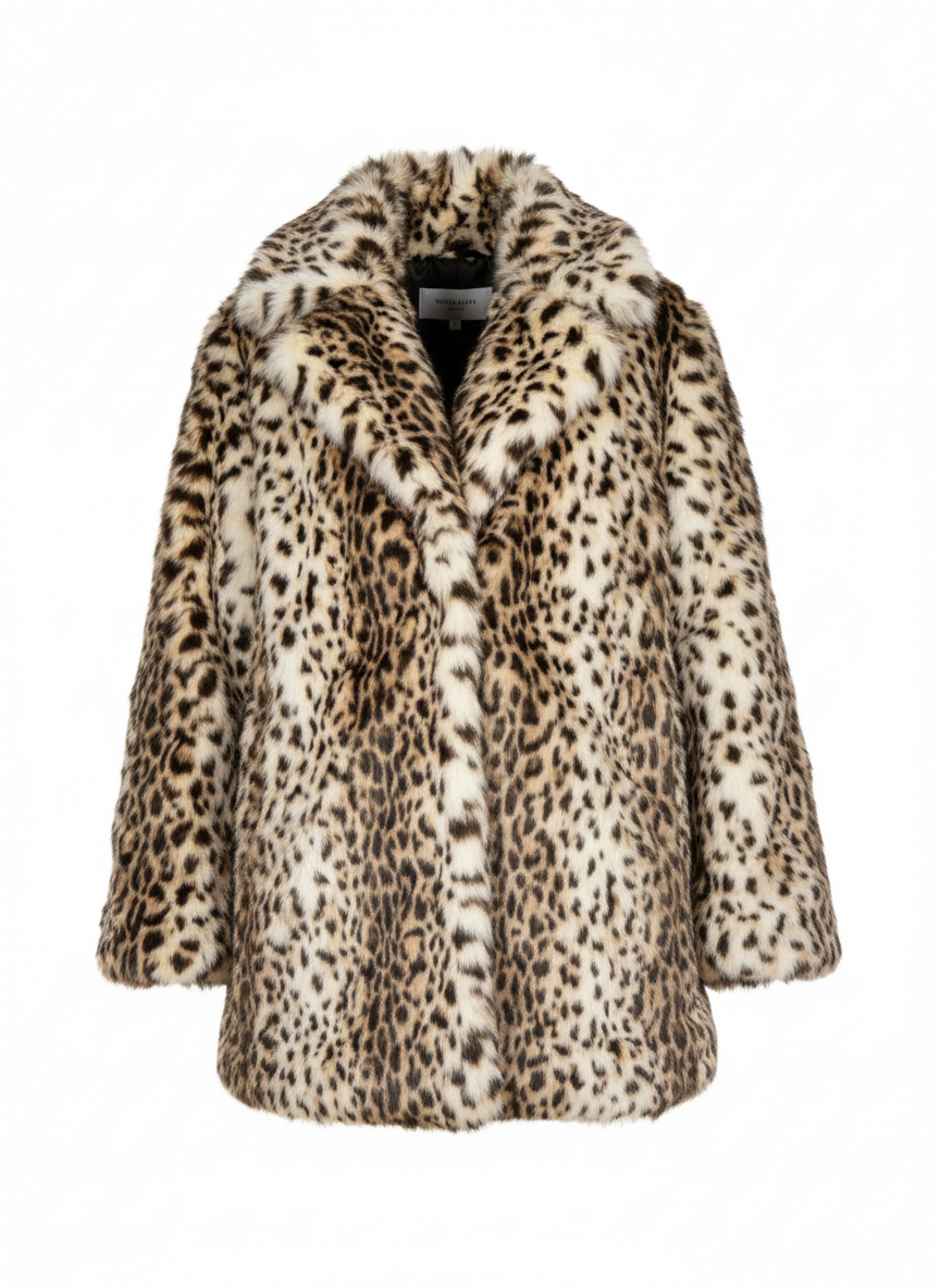 Faux Fur Coat’s/Casual Daily Coat/Turn Down Collar/Full Sleeve Leopard Print/Open Stitch Thick Warm Jackets Street Wear Winter.