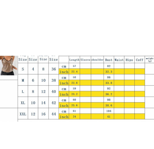 Disco Sequined Nightclub Tank Top/V~Neck Shiny Layered Camisole Blouse/Elastic Strapped Tank Top.