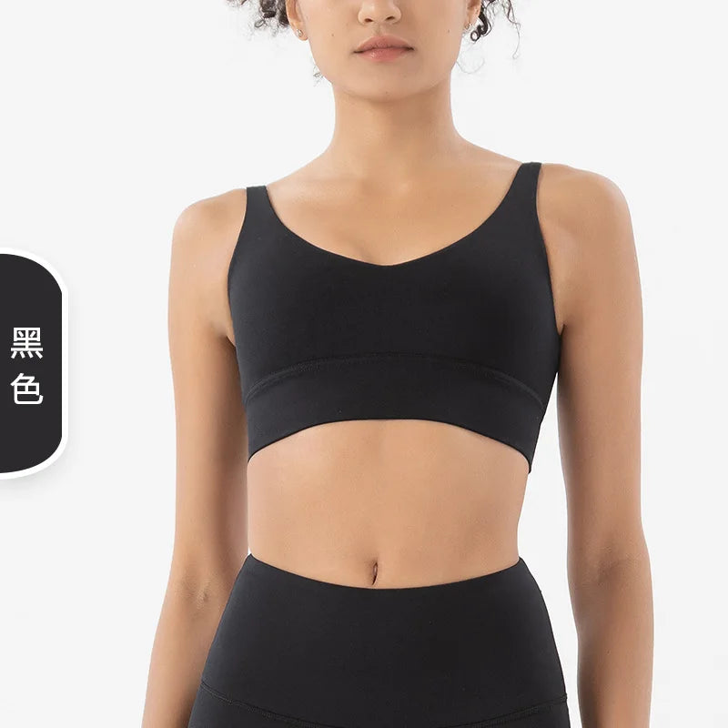 Customized Modest Ribbed Set/Quick Dry Sports Bra Set/Women Solid Pattern Yoga Fitness Vest/Shockproof Thread Short Sleeve