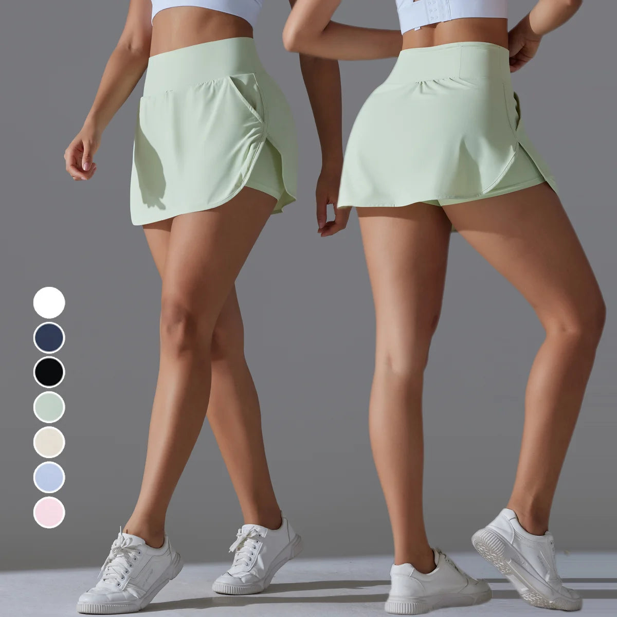Fashioned Two Piece Lighted Weight  Dance Workout Skirt/Women Running Yoga Wear Tennis Skirts.